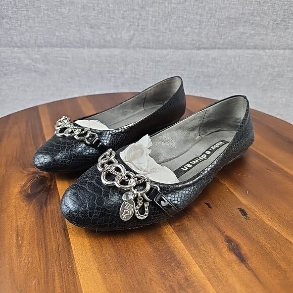 Libby Edelman Size 7.5W Royal Blue AMELIE Slip On Flat Shoes Silver Chain Accent - Picture 5 of 13